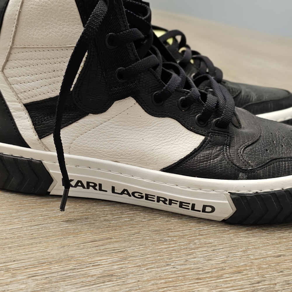 Karl Lagerfeld Black and White High-Top Sneakers